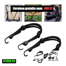 Sangle élastique avec crochets 2 pièces tendeur bagage moto vélo 60-105 cm