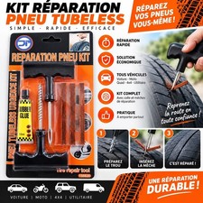 Kit Réparation Pneu Tubeless Mèches + Colle Crevaison Voiture Moto 4x4 Quad