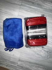 Shinybox chiffon microfibre 30x30 cm bleu + brosse Oil Film Cleaning Brush rouge