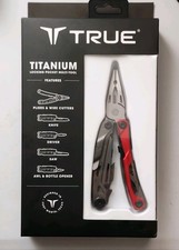 TRUE Titanium pince multifonction verrouillable gris/rouge couteau scie