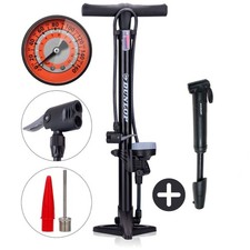 Dunlop Pompe à Vélo avec Manomètre et Mini Pompe Vélo Set - Pompe sur Pied 180 P
